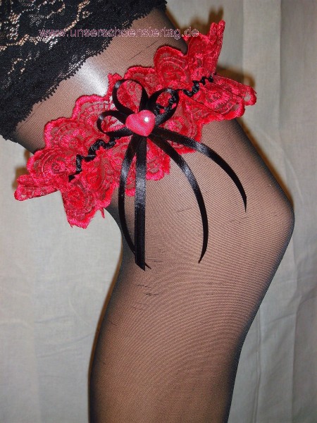 Strumpfband Hochzeit Fasching rot schwarz SB001