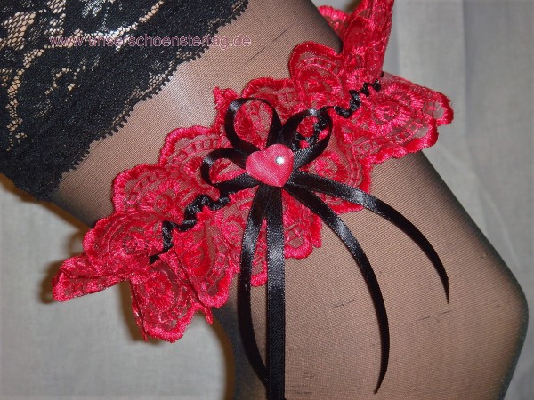 Strumpfband Hochzeit Fasching rot schwarz SB001