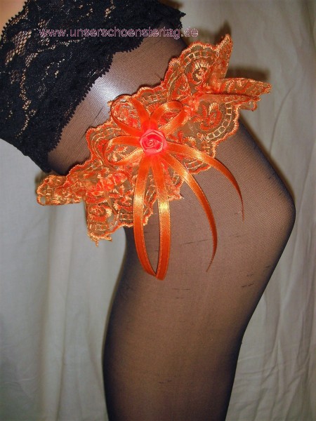 Strumpfband Hochzeit Fasching orange SB023