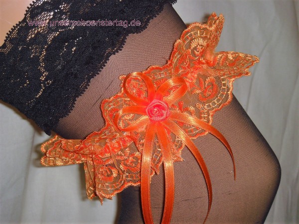 Strumpfband Hochzeit Fasching orange SB023