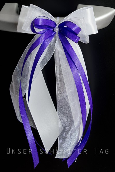 Antennenschleifen " Xenia " zur Hochzeit SCH0012 im 10er Set - weiß, lila