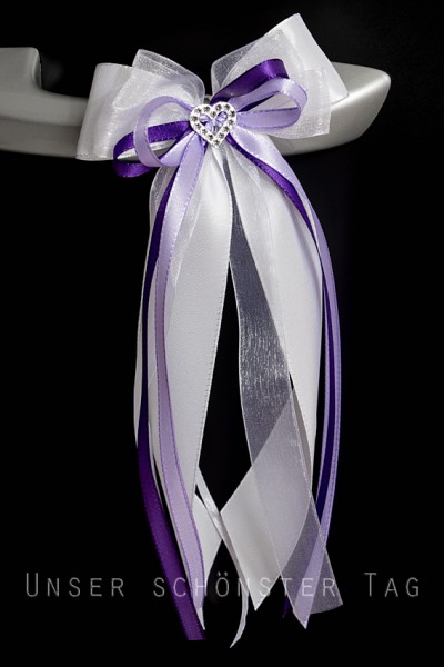 Antennenschleifen " Chiara " Hochzeit SCH0010 im 10er Set - weiss, lila, flieder