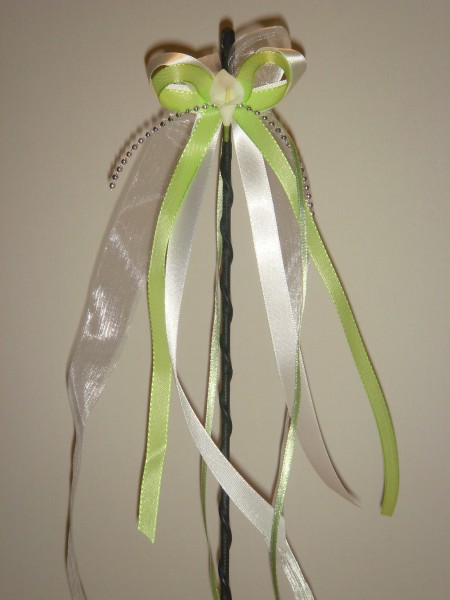 Antennenschleifen " Zoe " zur Hochzeit SCH0021 im 10er Set - weiß lindgrün