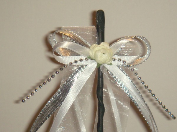 Antennenschleifen " Zoe " zur Hochzeit SCH0023 im 10er Set - weiß, silber