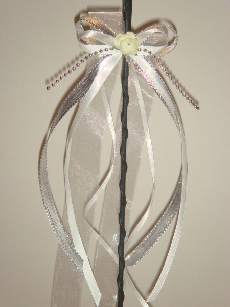 Antennenschleifen " Zoe " zur Hochzeit SCH0023 im 10er Set - weiß, silber