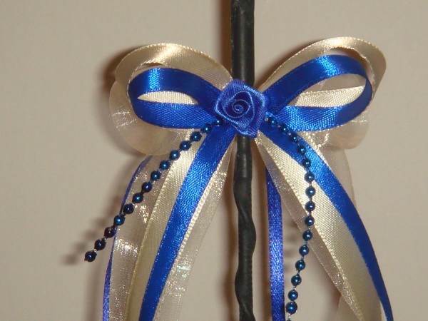 Antennenschleifen " Zoe " zur Hochzeit SCH0024 im 10er Set - creme, blau