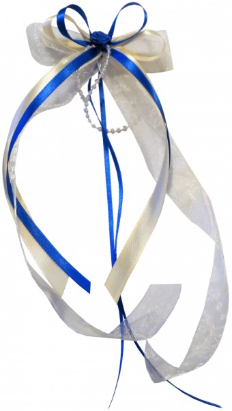Antennenschleifen " Zoe " zur Hochzeit SCH0024 im 10er Set - creme, blau