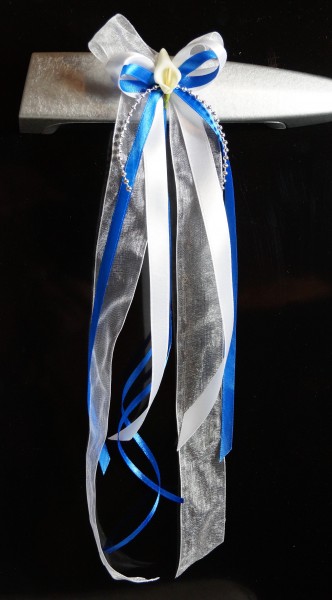 Antennenschleifen " Zoe " zur Hochzeit SCH0026 im 10er Set - weiß, blau