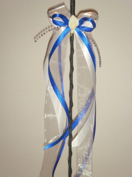 Antennenschleifen " Zoe " zur Hochzeit SCH0026 im 10er Set - weiß, blau