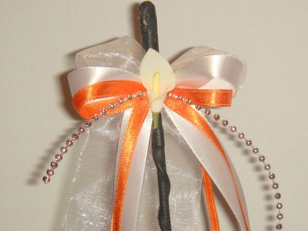 Antennenschleifen " Zoe " zur Hochzeit SCH0028 im 10er Set - weiß, orange