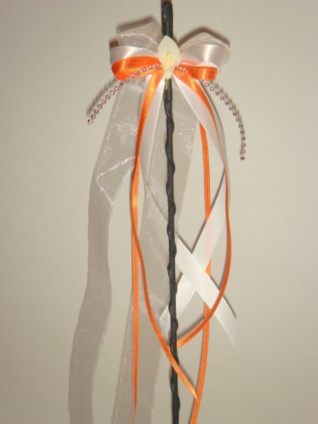Antennenschleifen " Zoe " zur Hochzeit SCH0028 im 10er Set - weiß, orange