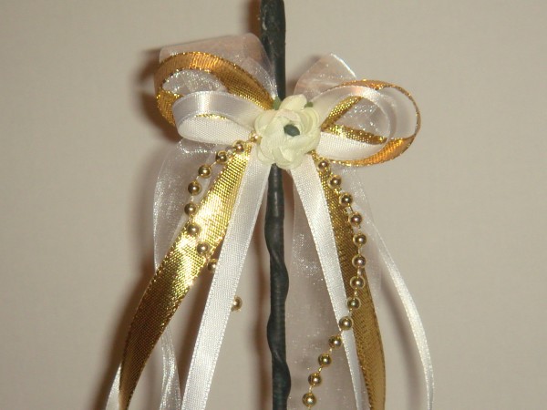 Antennenschleifen " Zoe " zur Hochzeit SCH0031 im 10er Set - weiss, gold