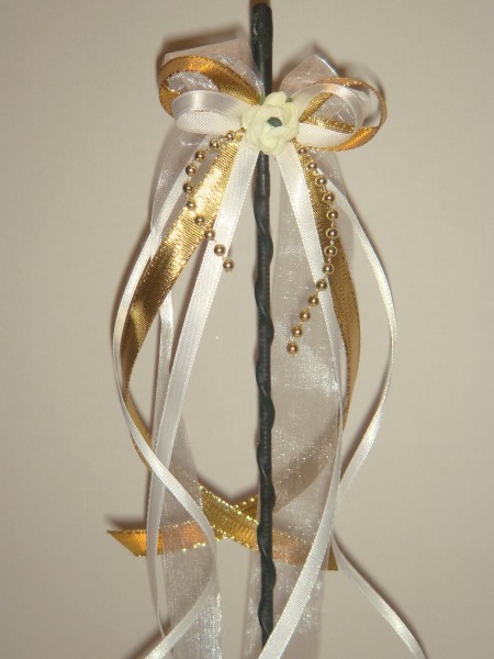 Antennenschleifen " Zoe " zur Hochzeit SCH0031 im 10er Set - weiss, gold