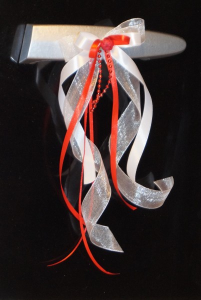 Antennenschleifen " Zoe " zur Hochzeit SCH0032 im 10er Set - weiss, rot
