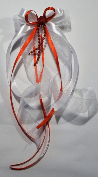 Antennenschleifen " Zoe " zur Hochzeit SCH0032 im 10er Set - weiss, rot