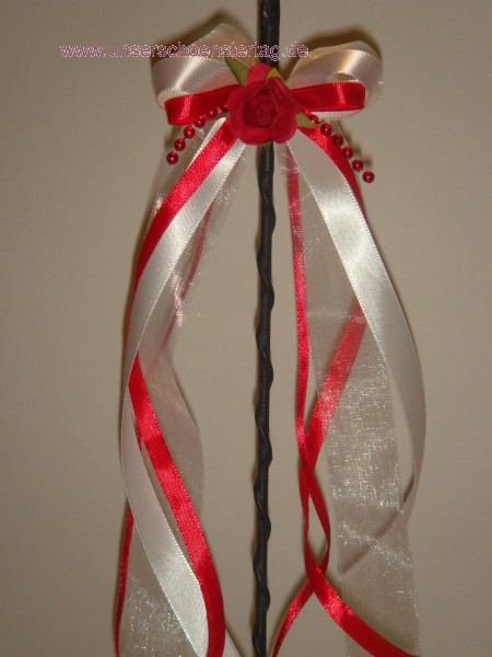 Antennenschleifen " Zoe " zur Hochzeit SCH0032 im 10er Set - weiss, rot