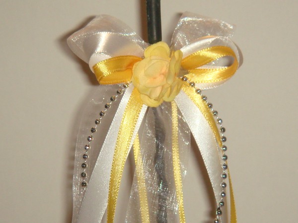 Antennenschleifen " Zoe " zur Hochzeit SCH0033 im 10er Set - weiß, gelb