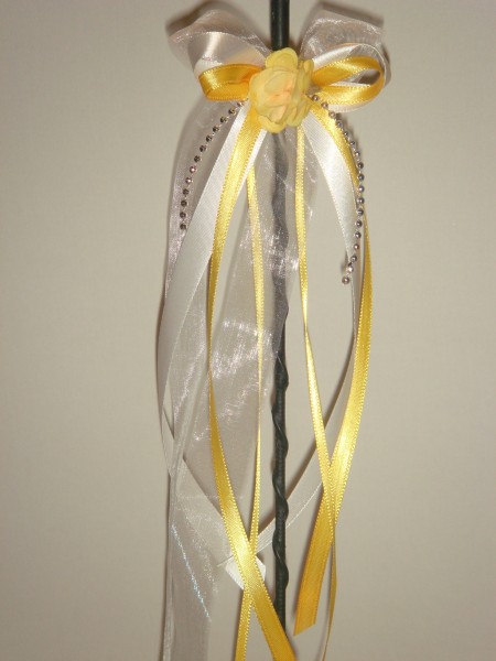 Antennenschleifen " Zoe " zur Hochzeit SCH0033 im 10er Set - weiß, gelb