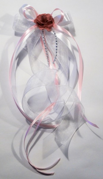 Antennenschleifen " Zoe " zur Hochzeit SCH0034 im 10er Set - weiss pink