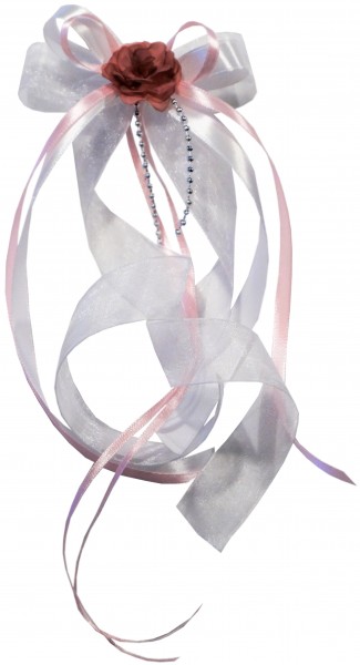 Antennenschleifen " Zoe " zur Hochzeit SCH0034 im 10er Set - weiss pink
