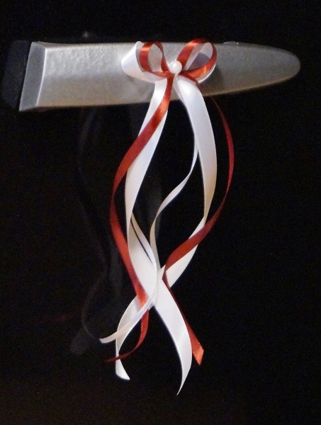Antennenschleifen " Lena " zur Hochzeit SCH0037 im 25er Set - weiss, bordeaux