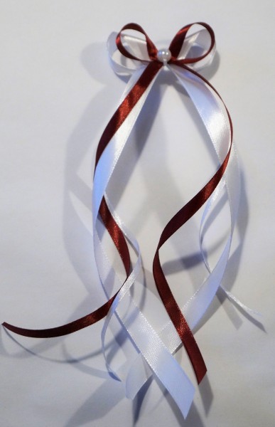 Antennenschleifen " Lena " zur Hochzeit SCH0037 im 25er Set - weiss, bordeaux