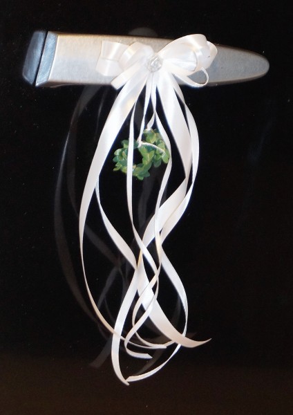 Antennenschleifen zur Hochzeit " Vivien " SCH0040 im 10er Set - weiss, silber