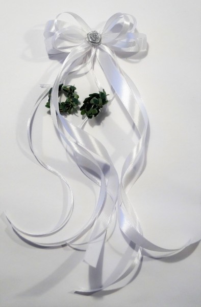 Antennenschleifen zur Hochzeit " Vivien " SCH0040 im 10er Set - weiss, silber