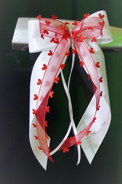 Antennenschleifen " Aurelia " zur Hochzeit im 10er Set SCH0059 - weiß, rot
