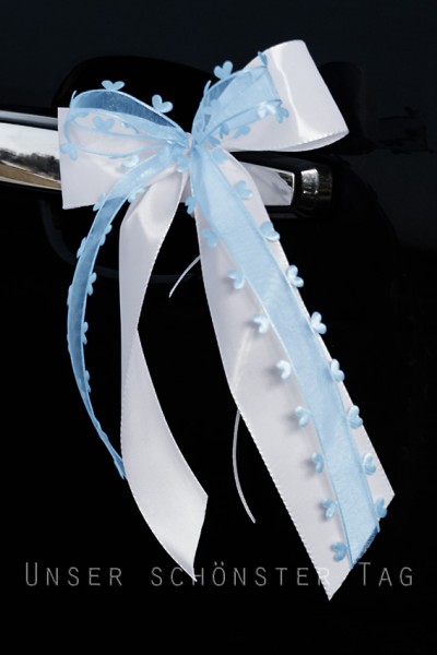 Antennenschleifen " Aurelia " zur Hochzeit im 10er Set SCH0061 - weiß, hellblau