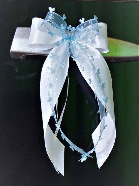 Antennenschleifen " Aurelia " zur Hochzeit im 10er Set SCH0061 - weiß, hellblau
