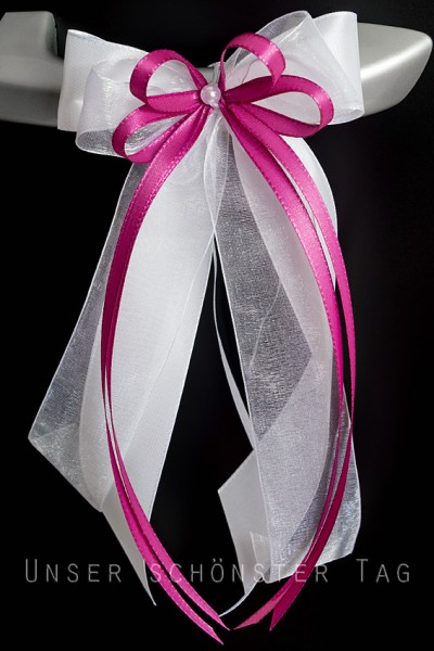 Antennenschleifen " Xenia " zur Hochzeit SCH0079 im 10er Set - weiß, pink