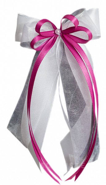 Antennenschleifen " Xenia " zur Hochzeit SCH0079 im 10er Set - weiß, pink