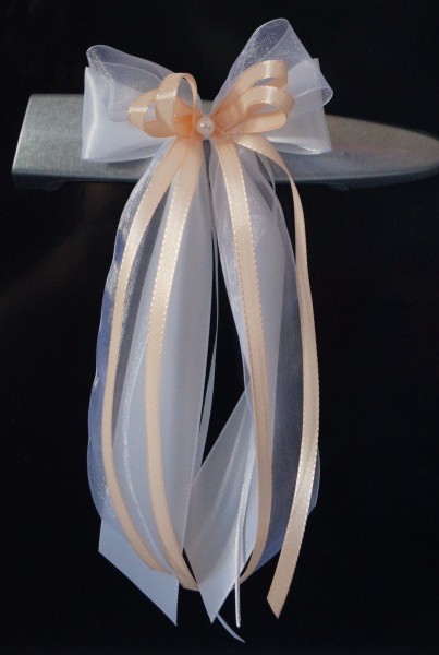 Antennenschleifen " Xenia " zur Hochzeit SCH0081 im 10er Set - weiß, aprikot