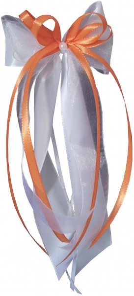 Antennenschleifen " Xenia " zur Hochzeit SCH0083 im 10er Set - weiß, orange