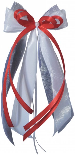 Antennenschleifen " Xenia " zur Hochzeit SCH0084 im 10er Set - weiß, rot