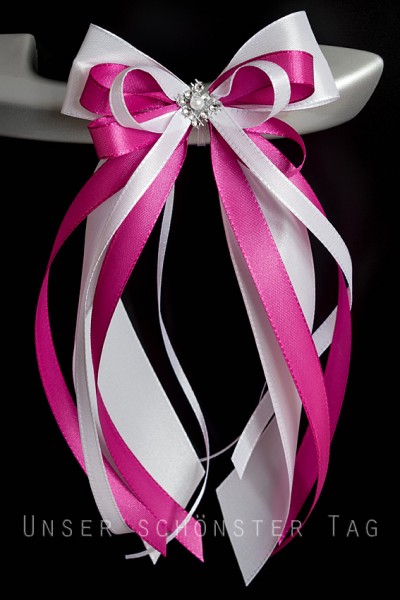 Antennenschleifen " Anna " zur Hochzeit SCH0087 im 10er Set - weiß, pink