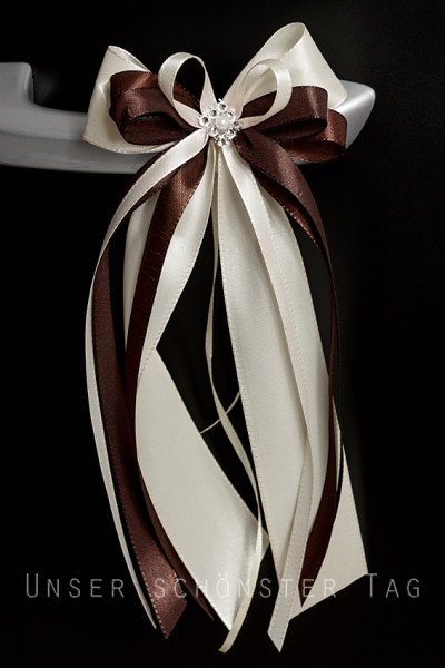 Antennenschleifen " Anna " zur Hochzeit SCH0095 im 10er Set - creme braun