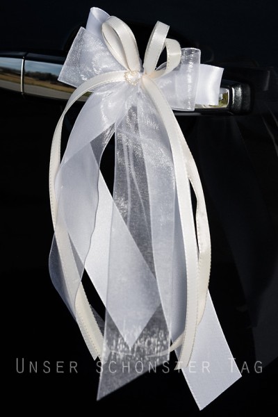 Antennenschleifen " Sarah " zur Hochzeit SCH0104 im 10er Set - weiß, creme, champagner, ivory