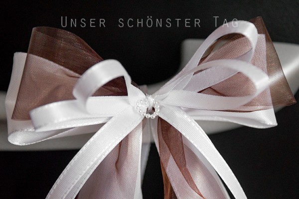Antennenschleifen " Sarah " zur Hochzeit SCH0108 im 10er Set - weiß, braun
