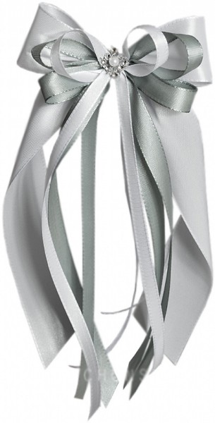 Antennenschleifen " Anna " zur Hochzeit SCH0110 im 10er Set - weiß, grau, silber