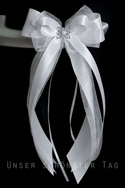 Antennenschleifen " Angie " zur Hochzeit SCH0117 im 10er Set - weiß