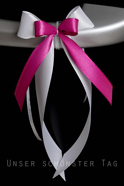 Antennenschleifen " Lisa " zur Hochzeit SCH0120 im 25er Set - weiß, pink