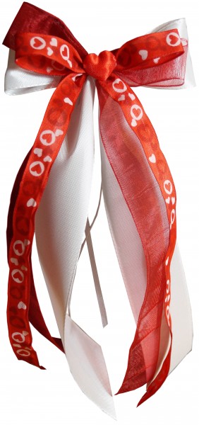 Antennenschleifen " Mary " zur Hochzeit SCH0125 im 10er Set - weiss, rot