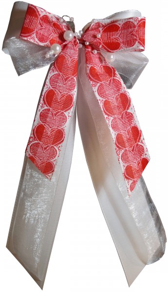 Antennenschleifen " Valentina " zur Hochzeit SCH0126 im 10er Set - weiss, rot