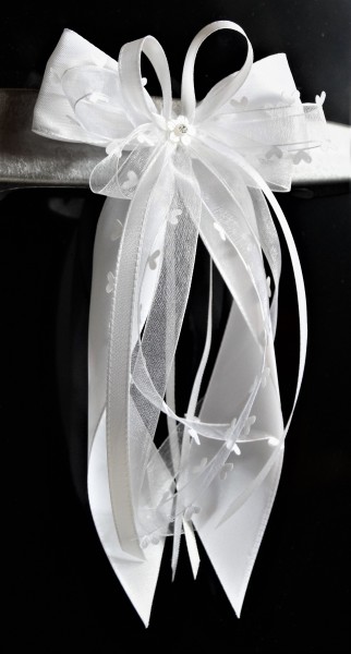 Antennenschleifen zur Hochzeit " HEART " SCH0131 im 10er Set - weiß