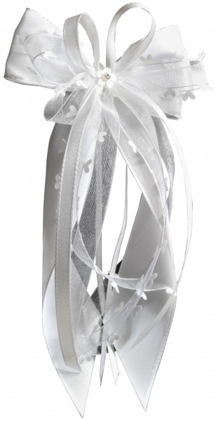 Antennenschleifen zur Hochzeit " HEART " SCH0131 im 10er Set - weiß
