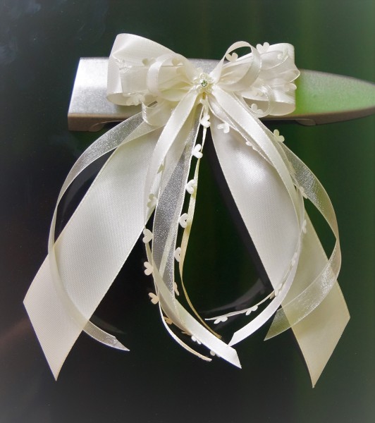 Antennenschleifen zur Hochzeit " HEART " SCH0145 im 10er Set - creme, champagner, ivory
