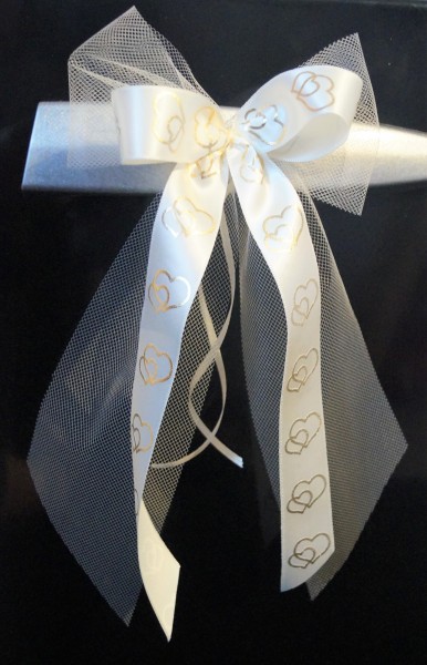 Antennenschleifen " Patricia " zur Hochzeit SCH0151 im 10er Set - creme Tüll