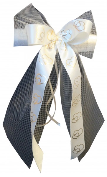 Antennenschleifen " Patricia " zur Hochzeit SCH0151 im 10er Set - creme Tüll